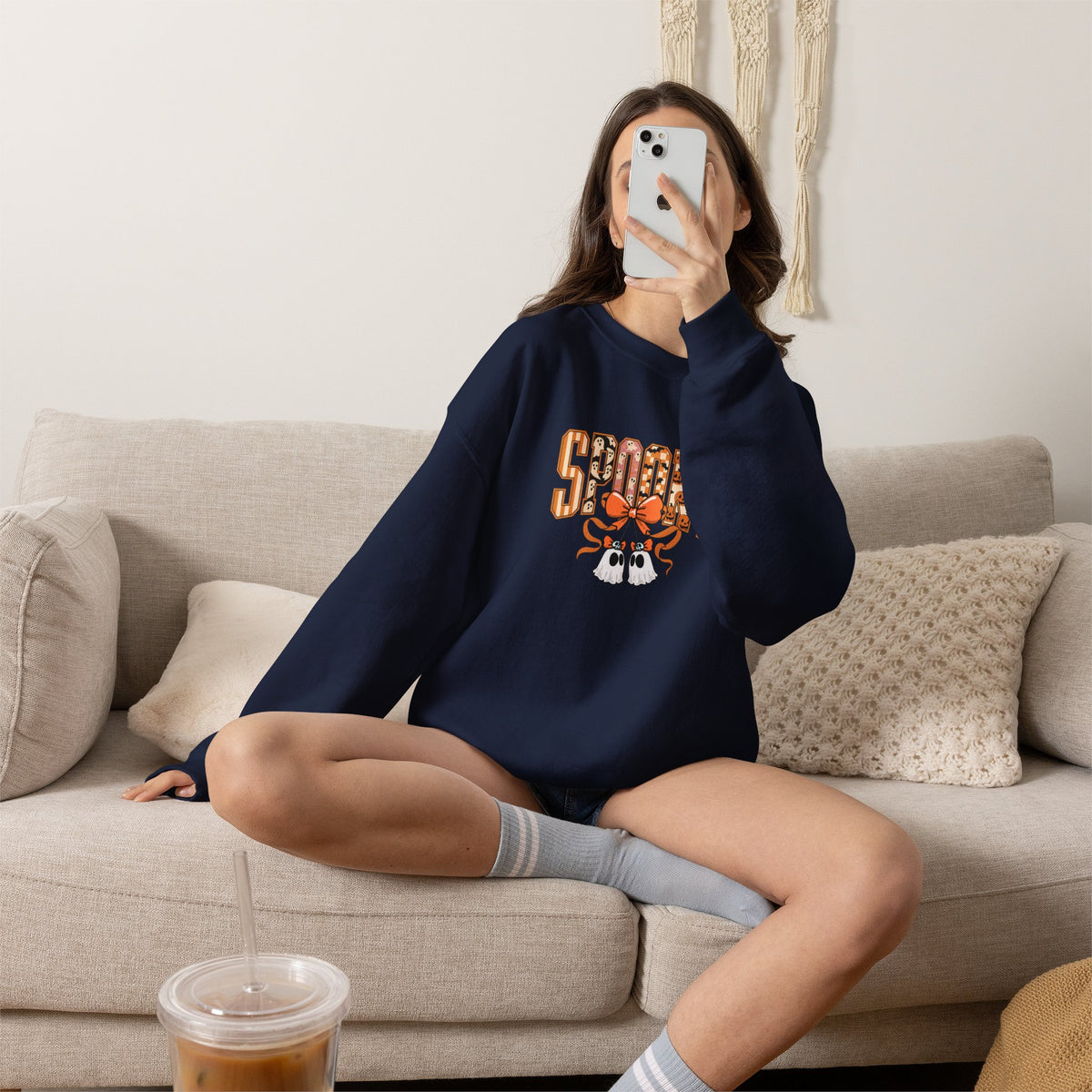 Spooky Ghost Pumpkin Crewneck Sweatshirt