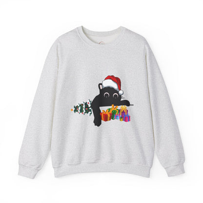 Christmas Cute Cat Sweatshirt Cat Lover Crew Neck Sweatshirt