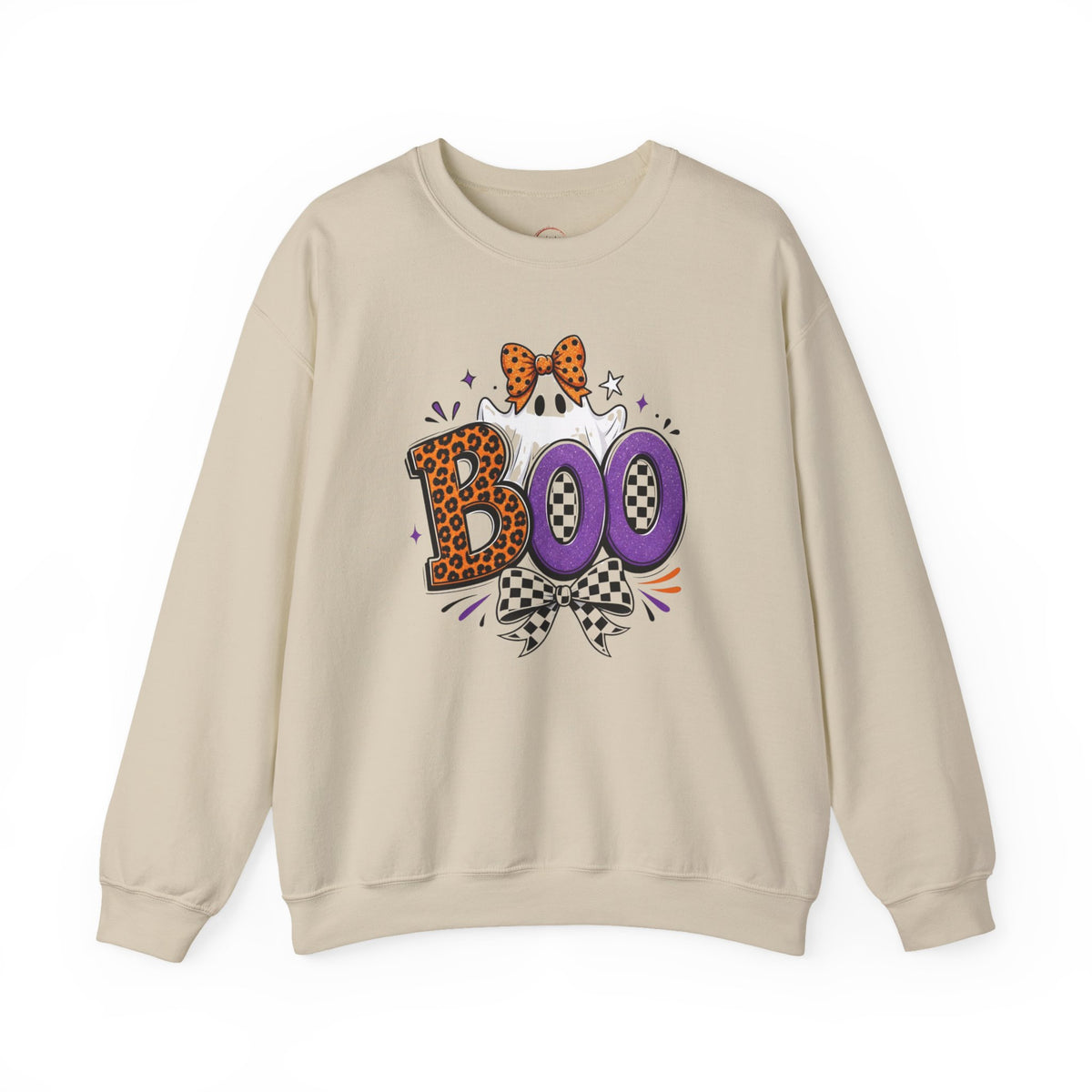 Boo Halloween Sweatshirt — Leopard & Purple Graphic Crewneck