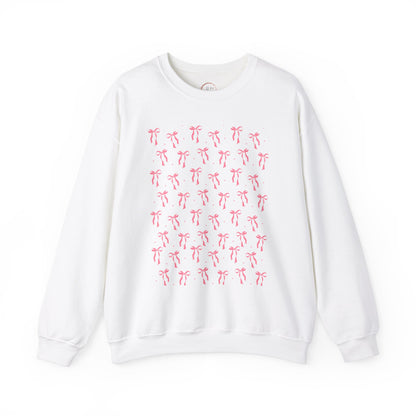 Pink Bow Unisex Sweatshirt, Coquette Aesthetic Jumper, Cute Pullover, Soft Blush