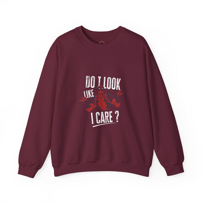 Do I Look Like I Care? Crewneck Sweatshirt — Funny Sarcastic Floral Pullover
