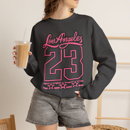 Los Angeles 23 Retro Crewneck Sweatshirt — Pink Varsity Style
