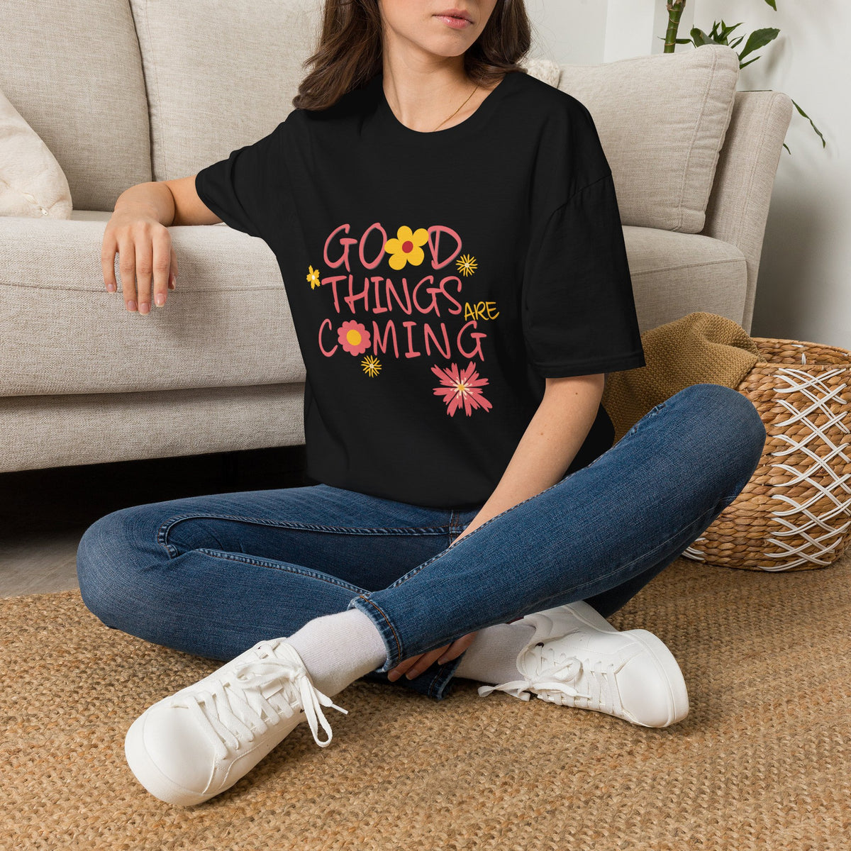 Good Things Are Coming T-Shirt — Positive Floral Graphic Tee