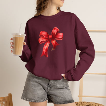 Red Ribbon Bow Crewneck Sweatshirt — Holiday Gift Sweatshirt