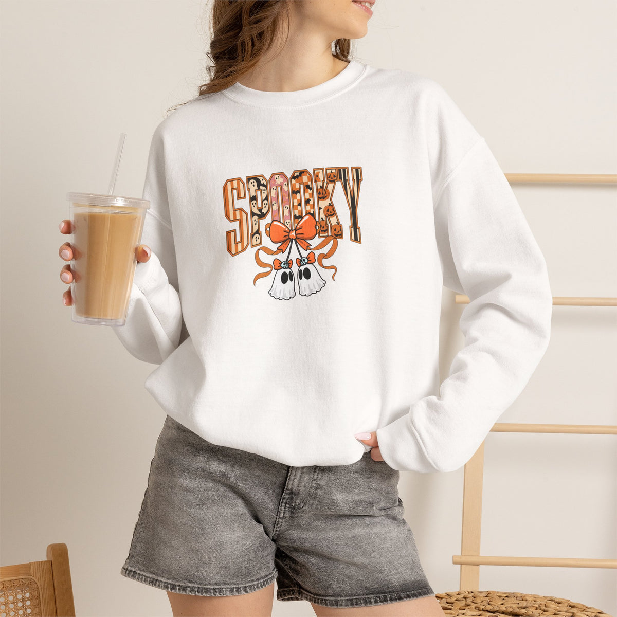 Spooky Ghost Pumpkin Crewneck Sweatshirt