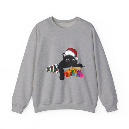 Christmas Cute Cat Sweatshirt Cat Lover Crew Neck Sweatshirt