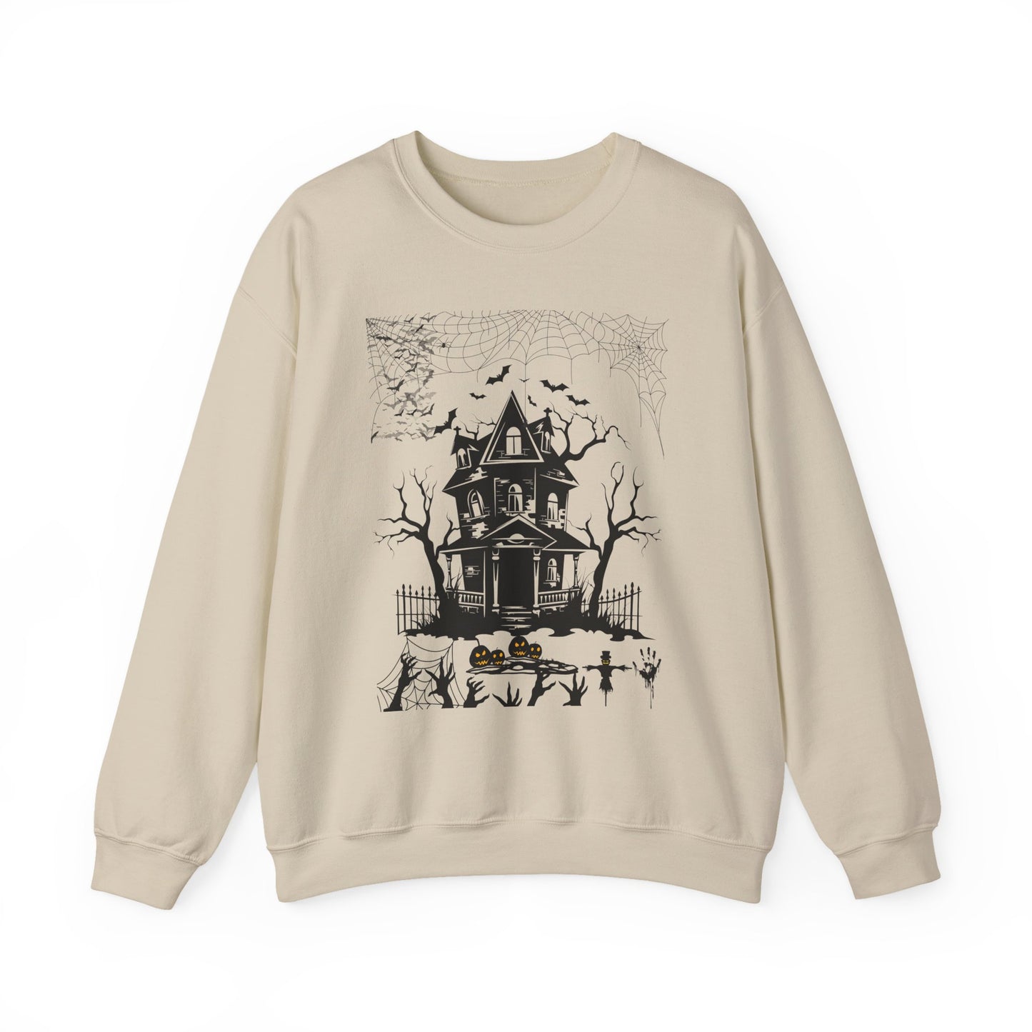 Haunted House Sweatshirt, Cozy Halloween Crewneck, Spooky Gift, Autumn Fashion, Unisex Sweatshirt, Halloween Apparel, Night Outwear
