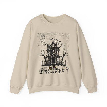 Haunted House Sweatshirt, Cozy Halloween Crewneck, Spooky Gift, Autumn Fashion, Unisex Sweatshirt, Halloween Apparel, Night Outwear