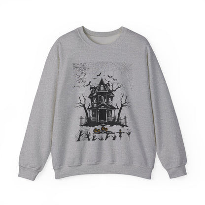 Haunted House Sweatshirt, Cozy Halloween Crewneck, Spooky Gift, Autumn Fashion, Unisex Sweatshirt, Halloween Apparel, Night Outwear