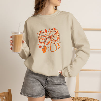 Leopard Bow Paw Print Crewneck Sweatshirt