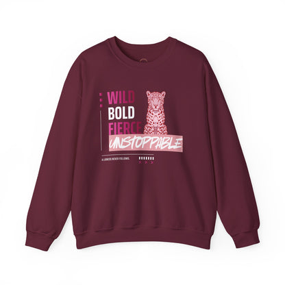 Crewneck Sweatshirt — Wild Bold Fierce Unstoppable Leopard Graphic