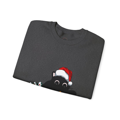 Christmas Cute Cat Sweatshirt Cat Lover Crew Neck Sweatshirt