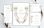 Blush Pink Rose Wedding Invitation, Boho Pink Sage Elegant Wedding Invite, Editable Floral Greenery Wedding Invitation. WEIB118