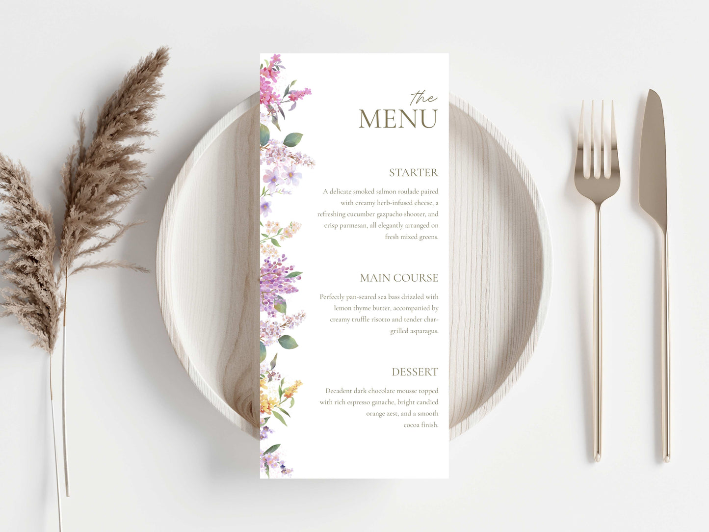 Wedding Menu Template, Thank You Card. WI198