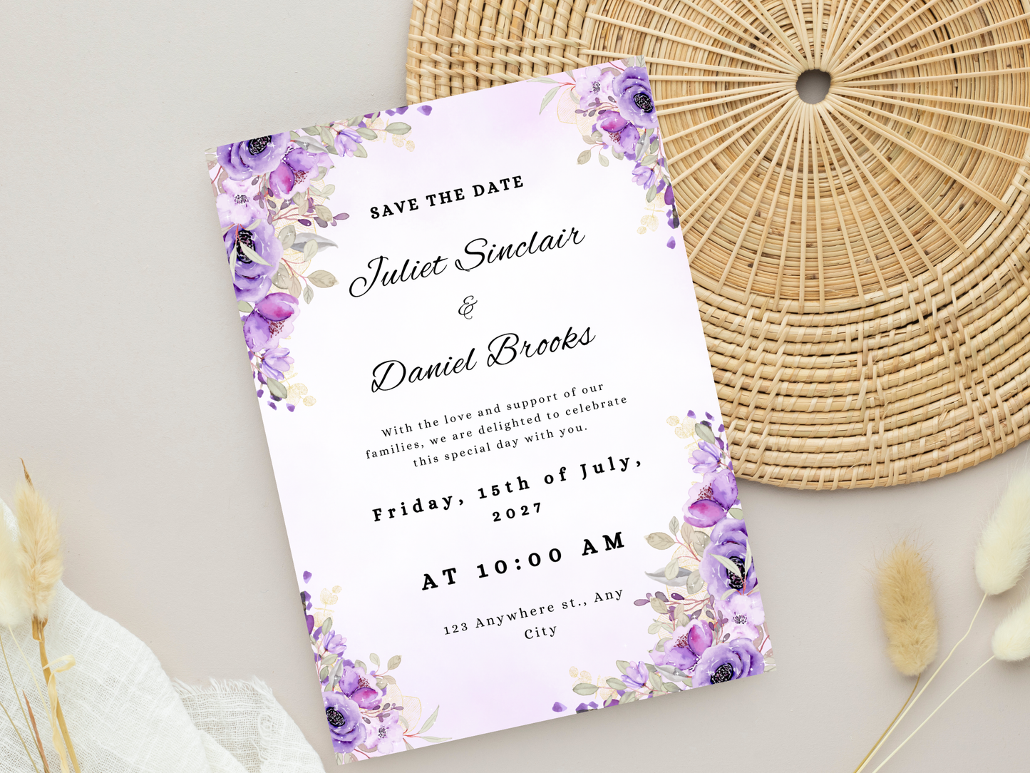 Watercolor Wedding Invitation, RVSP, Details Template, Instant Download MTC400