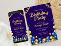 Blue Birthday Party Invitation Evite, Editable Blue and Gold Birthday Invitation Template for Men, Printable Birthday 5 x 7 Card. WEIB77