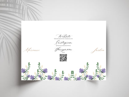 Elegant Floral Gatefold Wedding Invitation with Timeline | Rustic Folded Wedding Card | Botanical RSVP Invite | Digital WIB124