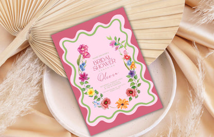 Floral Bridal Shower Invitation | Customizable Invitation Template | Wildflower Bridal Shower | Whimsical Bridal Shower | WSB40