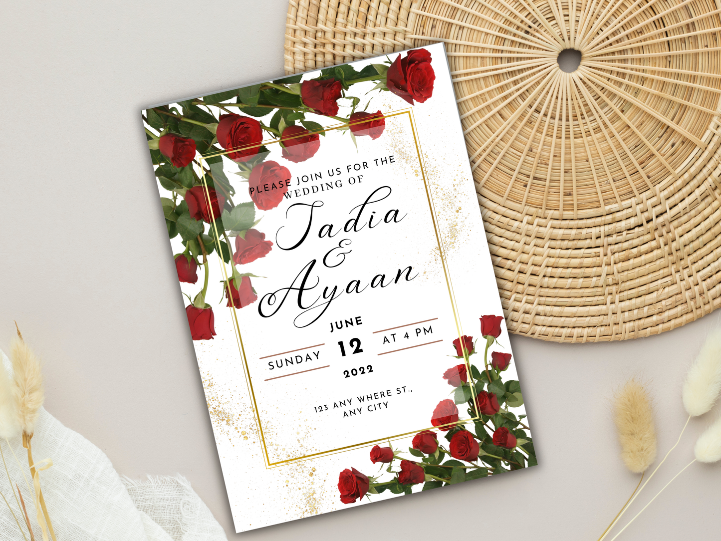 Wedding Invitation Template, RSVP, Details Card, Menu Card, Thank you Card, Place Card, Name Card WI266