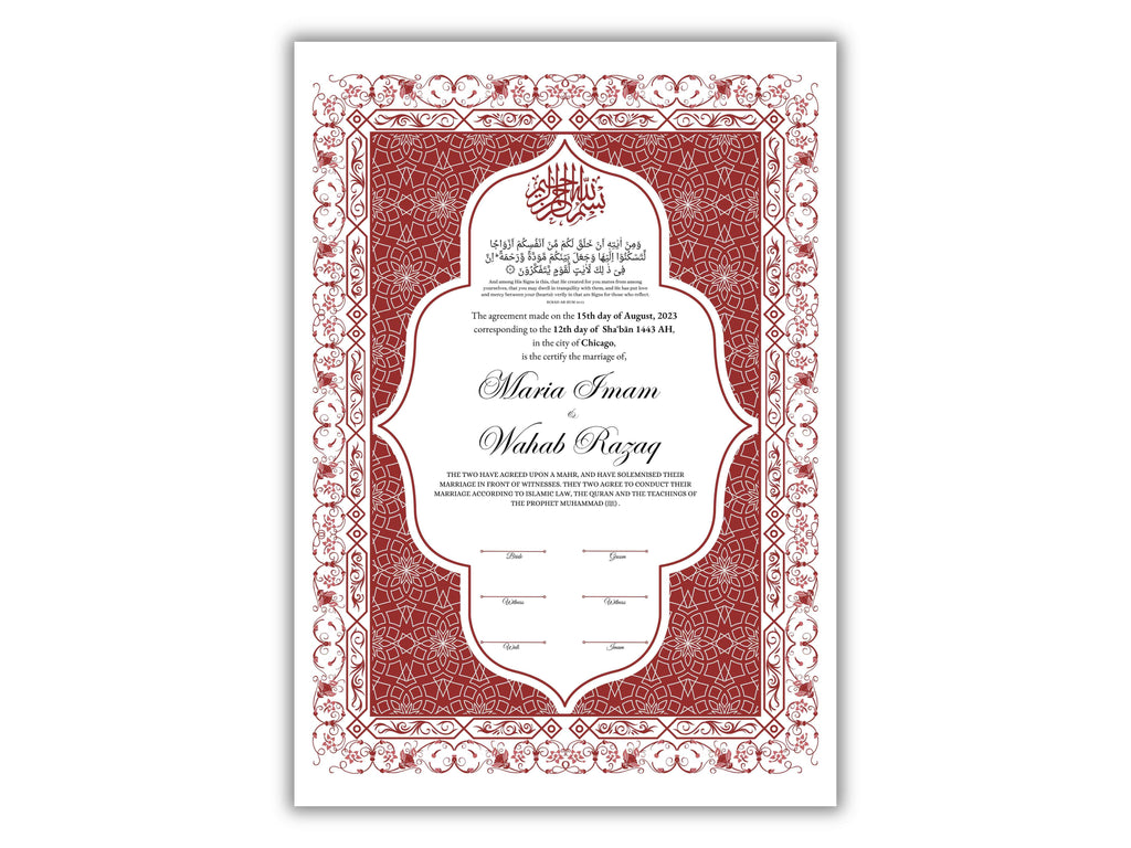 Nikkah Contract Template,Printable Nikkah Contract,Editable Nikkahnama, Muslim Wedding Certificate,Digital Download,Islamic Marriage. NN193