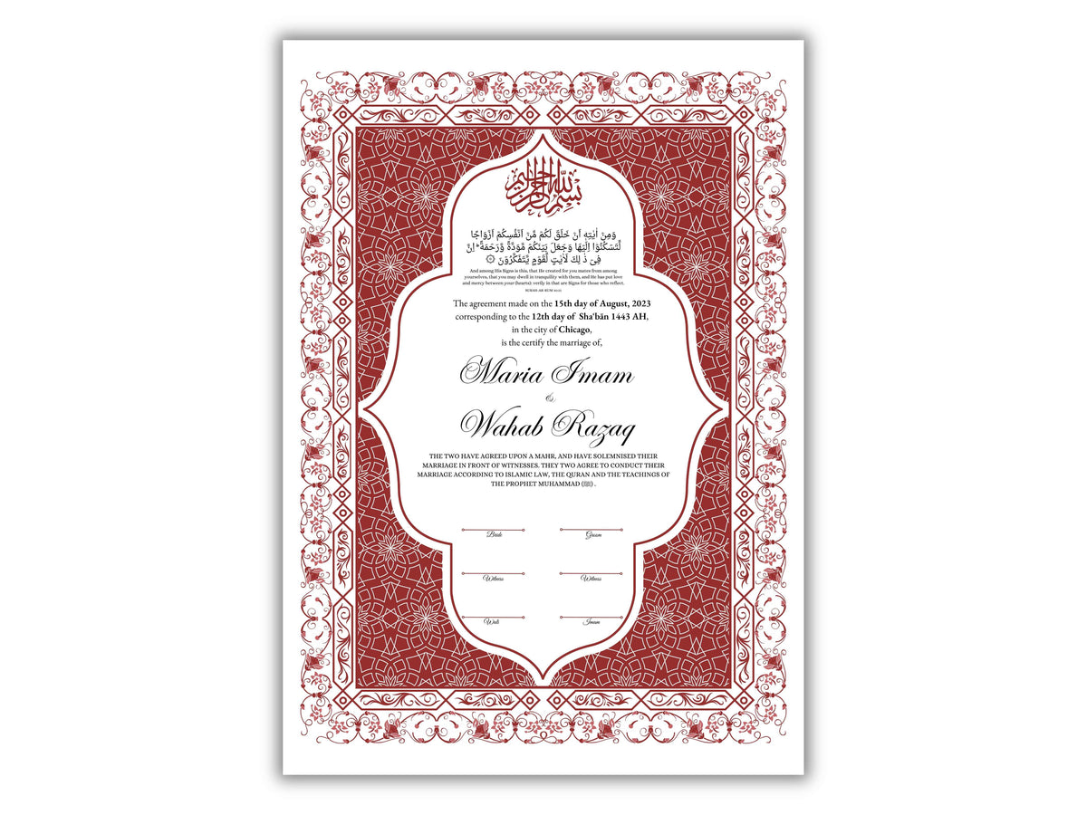 Nikkah Contract Template,Printable Nikkah Contract,Editable Nikkahnama, Muslim Wedding Certificate,Digital Download,Islamic Marriage. NN193