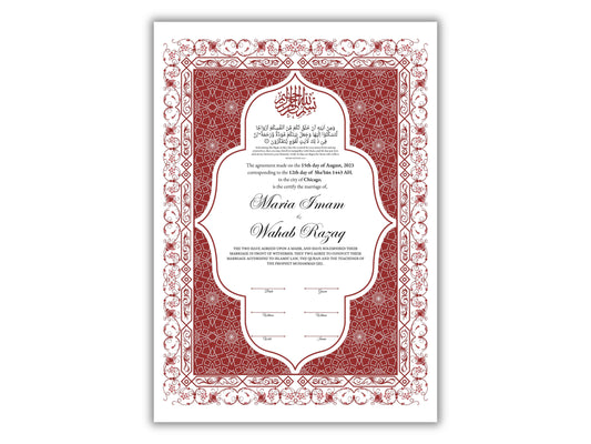 Nikkah Contract Template,Printable Nikkah Contract,Editable Nikkahnama, Muslim Wedding Certificate,Digital Download,Islamic Marriage. NN193