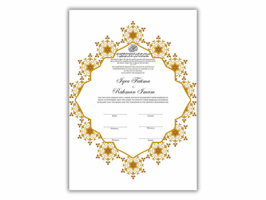 Nikkah Certificate Digital Download Personalised, A4, A3, Nikkah Contract, Muslim Nikkah Certificate Template, Instat Download. NN229