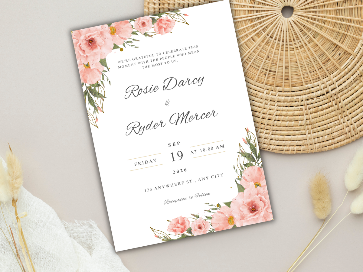 Wedding Invitation Bundle, RSVP, Thank You Card, Table Card, Menu Card, Reception Card, Details Card. WI226
