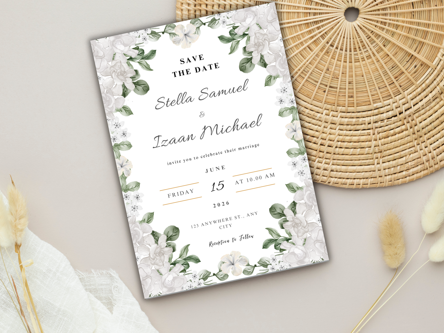 Wedding Invitation Bundle, RSVP, Thank You Card, Table Card, Menu Card, Reception Card, Details Card. WI244