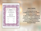 Nikkah Certificate, Nikkah Islamic Marriage Certificate, Printable, Custom Name Nikkah. Quran Verse, Digital Download. NN289