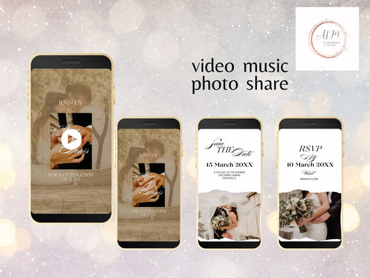 Wedding Video Invitation Suite Template, Animated Wedding Invitation with RSVP, Add Your Own Photo and Music, WEI49