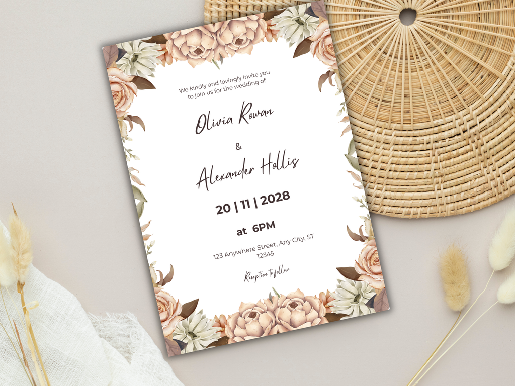 Wedding Invitation Set, RSVP, Dark Floral, Wedding Invitation, Details, Editable, Template, WI219