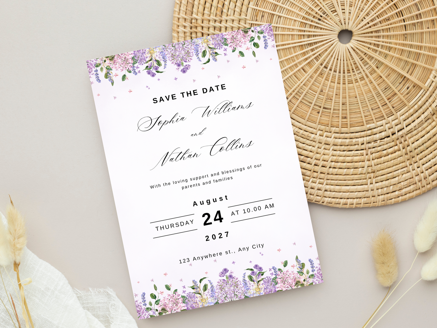 Floral Wedding Invitation, RSVP, Details, Bottle Label MTC392