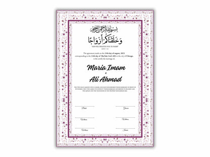 Nikkahnama | A4/A3 Custom Luxury Nikkah Contract | Digital contract | Inspired Luxury Nikkahnama | Nikkah Certificate Pdf Template. NN144