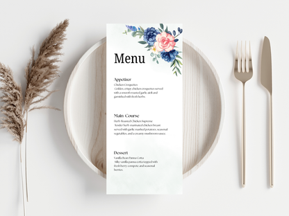 Wedding Menu, Thank You, Table Cards (Editable Canva Template) WI390