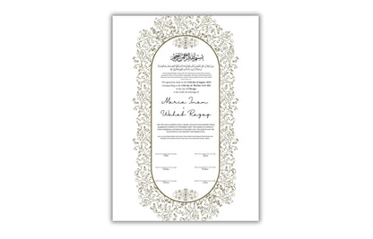 A4/A3 Nikkah Certificate, Customizable Luxury Islamic Nikkah Marriage Contract Certificate, Muslim Wedding Gift. NN155