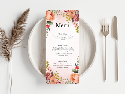 Wedding Thank you Card, Menu Card, Table Card. WI345