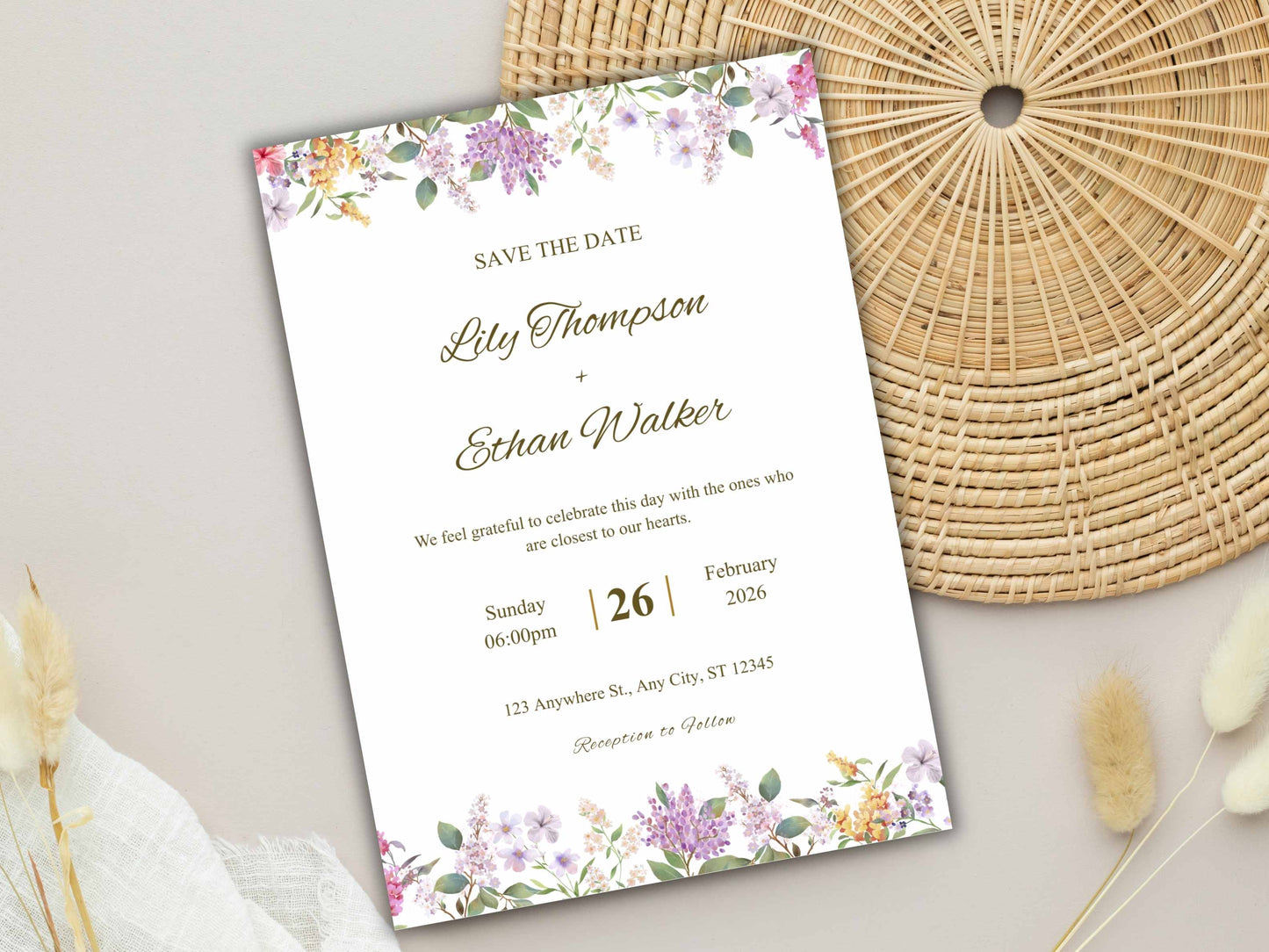 Wedding Invitation Bundle, RSVP, Thank You Card, Table Card, Menu Card, Reception Card, Details Card. WI258