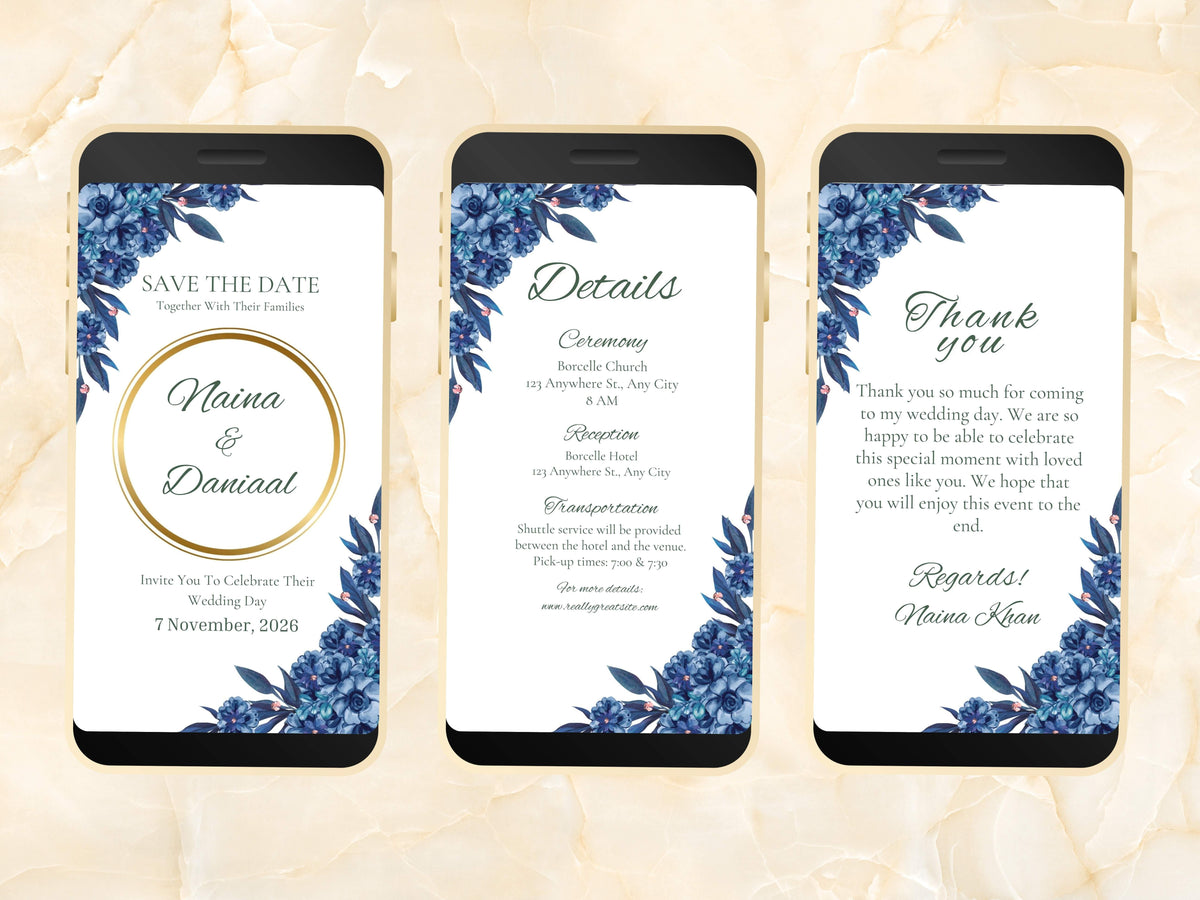 Electronic Wedding Invitation And Thank You Card, Wedding Evite, Electronic Invitation, Digital Wedding Invite, Mobile Invitation, WEIB78