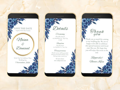 Electronic Wedding Invitation And Thank You Card, Wedding Evite, Electronic Invitation, Digital Wedding Invite, Mobile Invitation, WEIB78