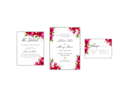 Wedding Invitation Template set, Rose Wedding Template, Wedding Invitation, Floral Invitation, Editable Wedding, RSVP, Details. 27