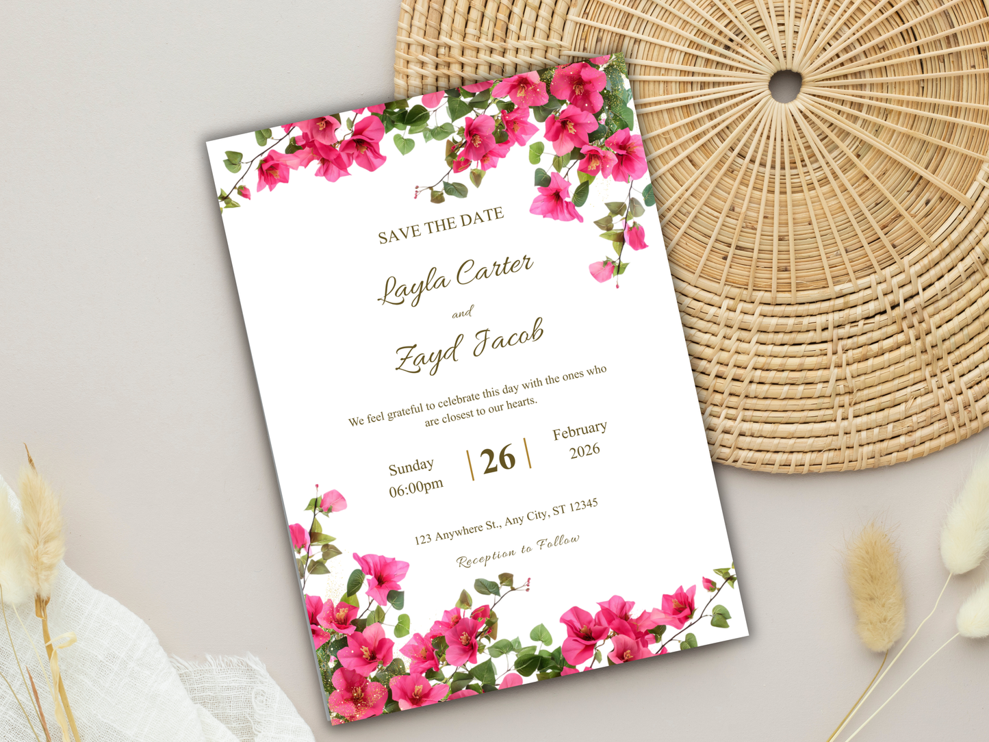 Wedding Invitation Bundle, RSVP, Thank You Card, Table Card, Menu Card, Reception Card, Details Card. WI256