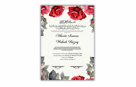 Nikkah Certificate Digital Download Personalised, A4, A3, Template, Instat Download. NN194