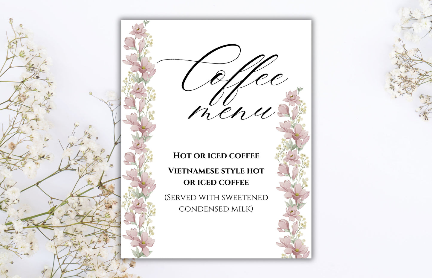 Menu Wedding Sign, Coffee Bar Wedding Sign, Modern Wedding Sign, Printable Template, Wedding Hot Coffee Sign, Editable Template. WS27