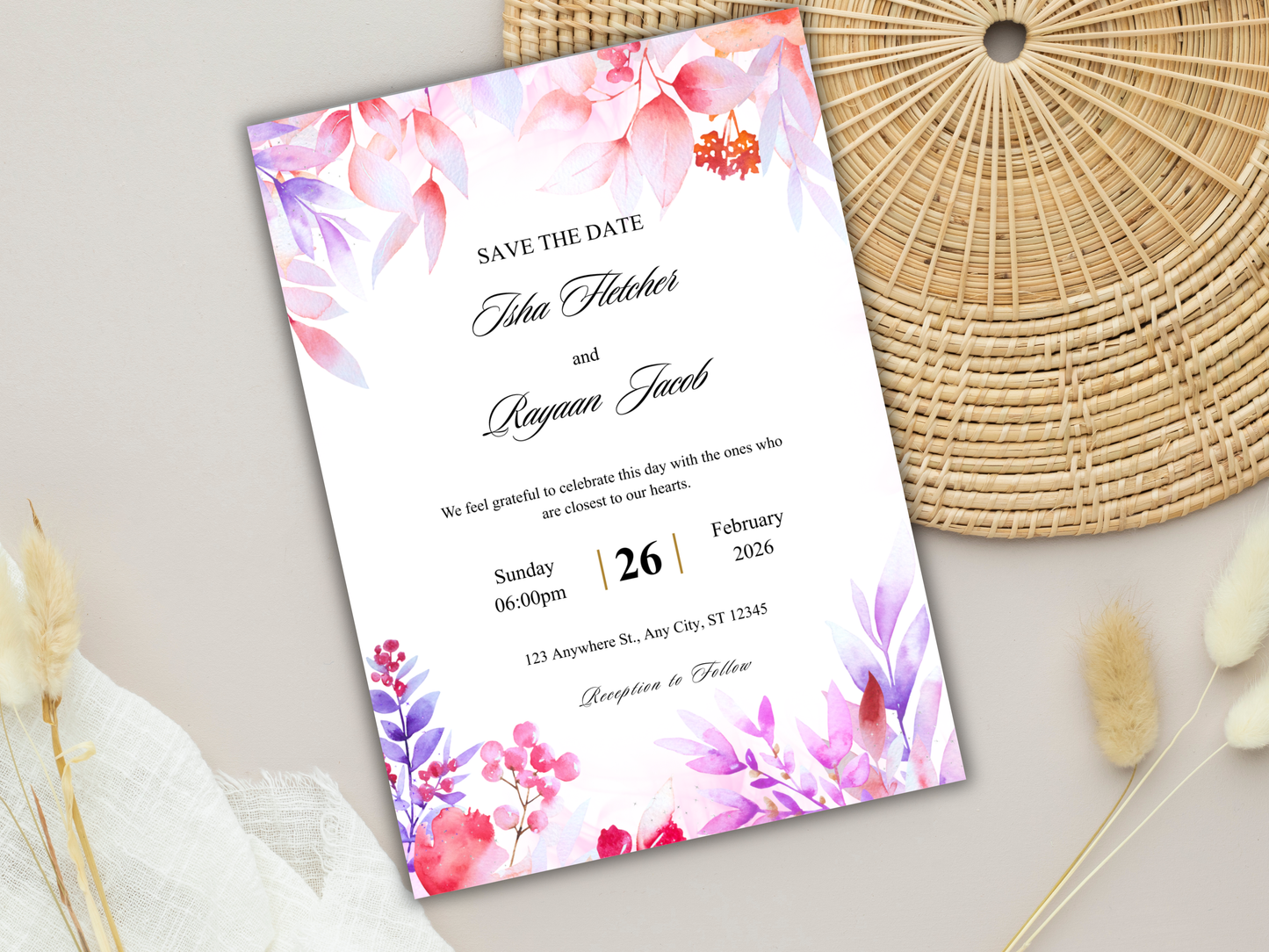 Wedding Invitation Set, RSVP, Wedding Invitation, Details, Editable, Template, WI251