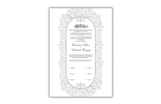 Personalised Nikkah Contract, Nikah Nama, Customised Muslim Marriage Certificate, Keepsake, Wedding Gift for Bride/Groom. NN152