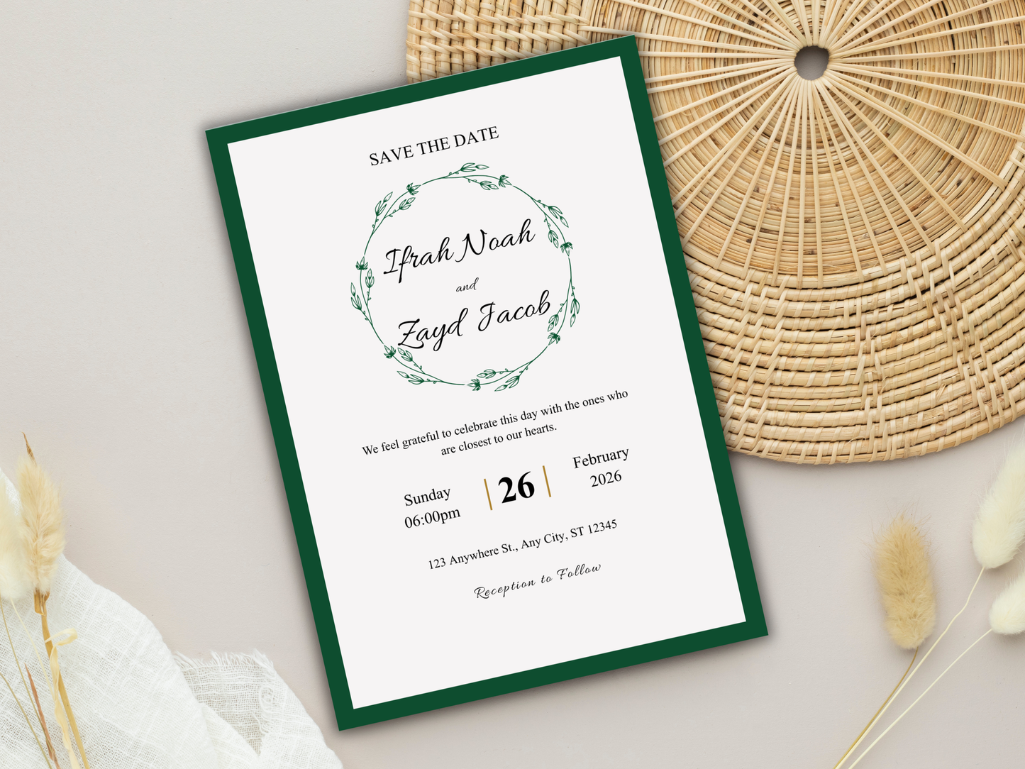 Wedding Invitation Set, RSVP, Wedding Invitation, Details, Editable, Template, WI253