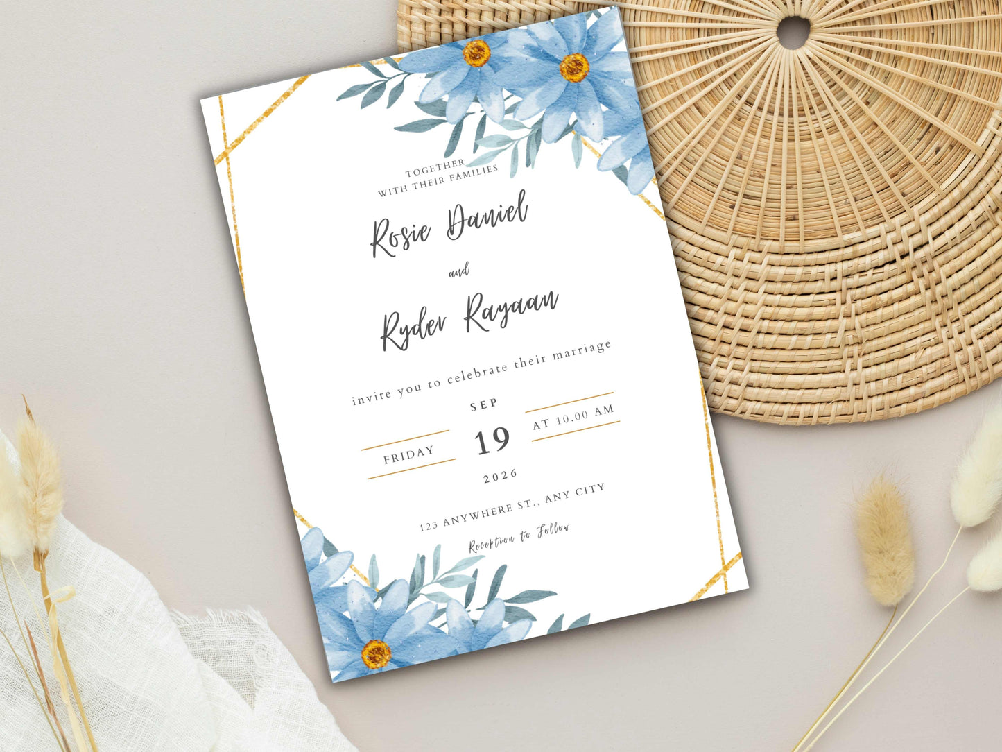 Wedding Invitation Set, RSVP, Dark Floral, Wedding Invitation, Details, Editable, Template, WI233