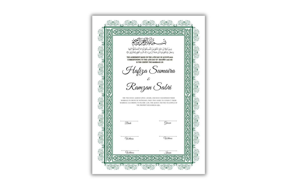 Nikkah Certificate Digital Download Personalised, A4, A3, Template, Instat Download. NN126