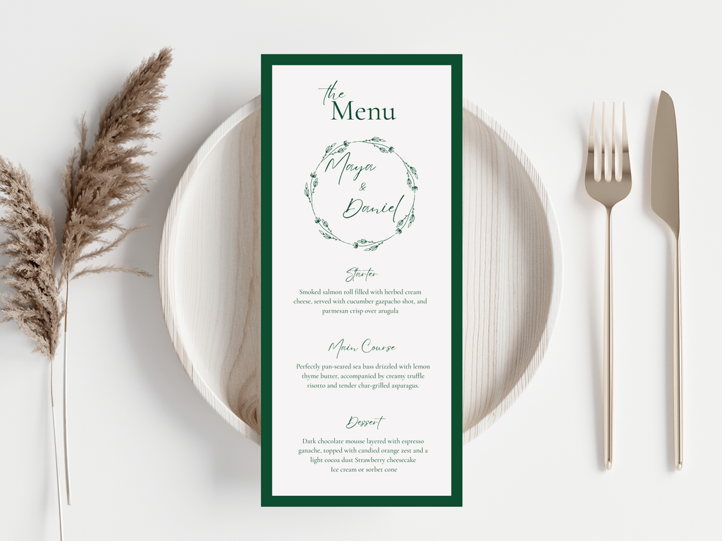 Wedding Menu Template, Place Card. WI200